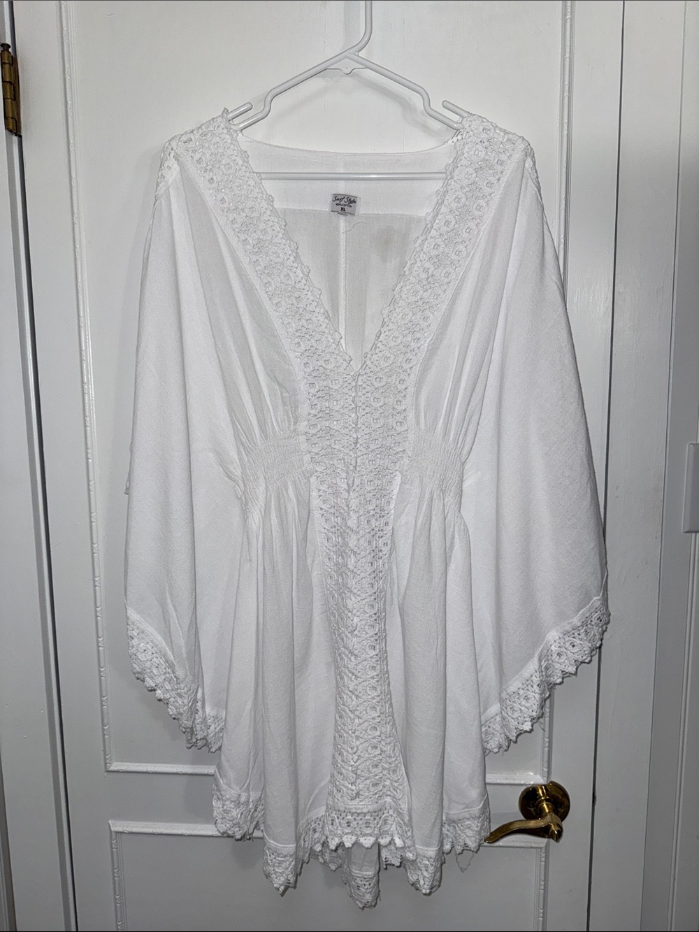 White Beach Cover Up Elastic waist